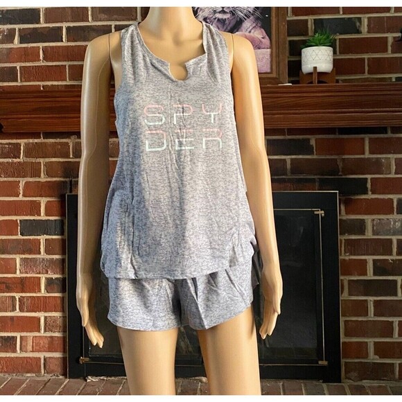 Spyder Other - Spyder Women's 2pc Tank Top and Shorts Lounge Pajama Sleep Set Size M Grey New